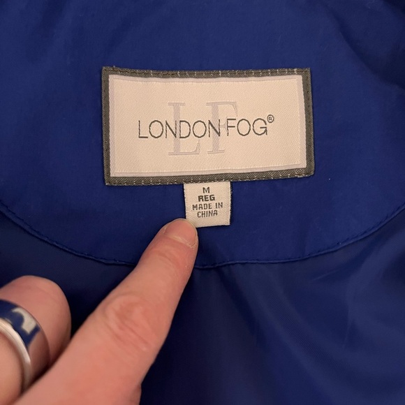 Vintage London Fog Blue Rain Trench Coat Hood Preppy Old Money Dopamine Gorpcore - Picture 9 of 12